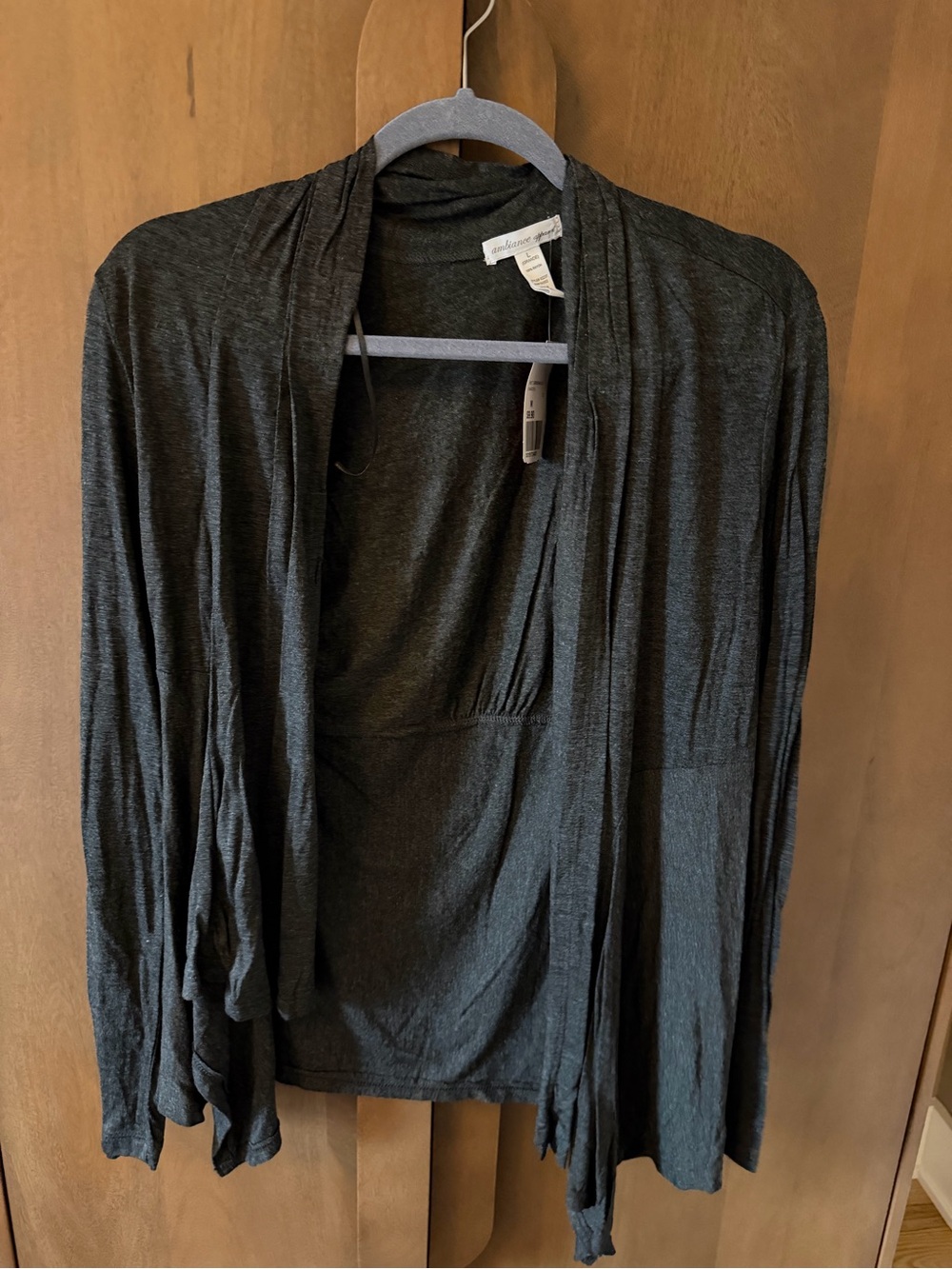 Ambiance Dark Gray Open-Front Lightweight Cardigan